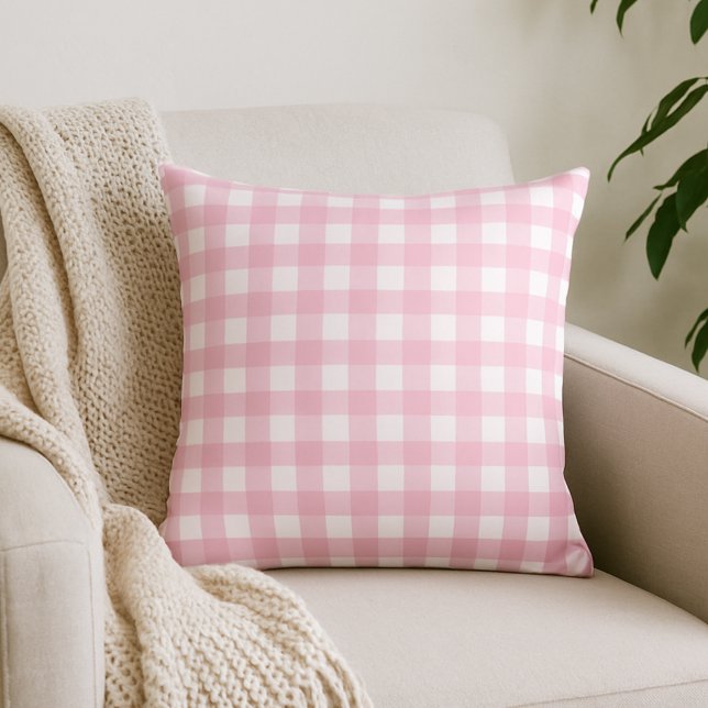 Cojín decorativo Rosa Gingham Plaid (Subido por el creador)