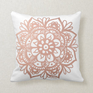Cojín Decorativo Rosa Gold Mandala Flor rosa