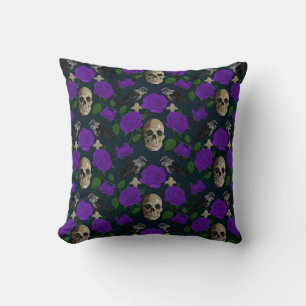 Cojín Decorativo Rosa gótico oscuro y poco entusiasta Vines Raven S