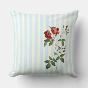 Cojín Decorativo Rosa indica marfil y franja azul