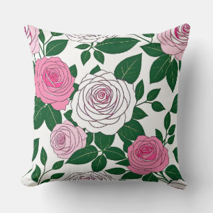 Cojín Decorativo Rosa Jardín negrita Línea Arte