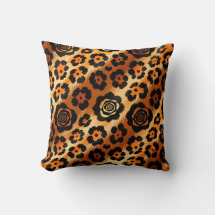Cojín Decorativo Rosa Leopardo Dorado Estampado Animal
