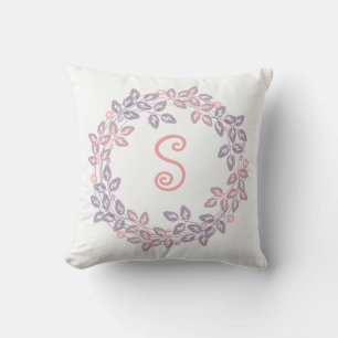 Cojín Decorativo Rosa, lila, corona botánica, personalizada