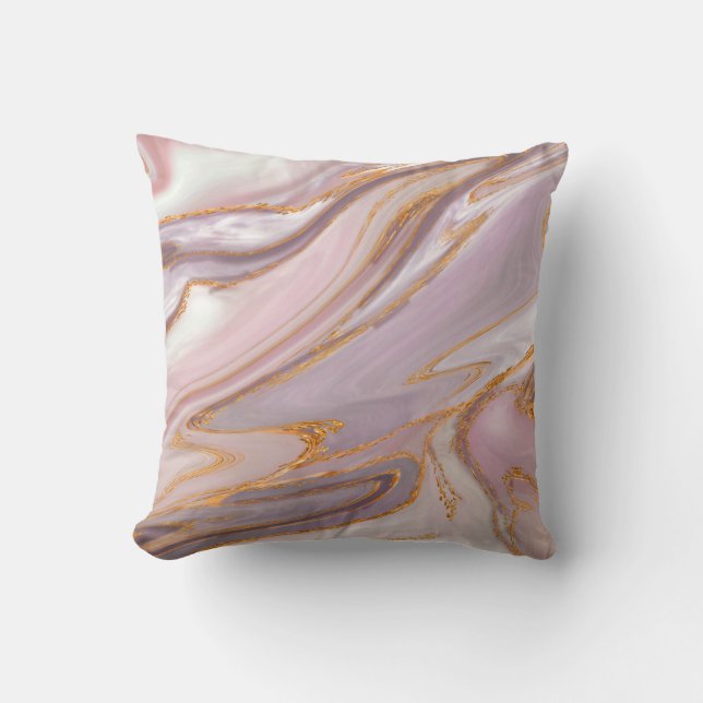 Cojín Decorativo Rosa líquido Mármol y oro (Anverso)