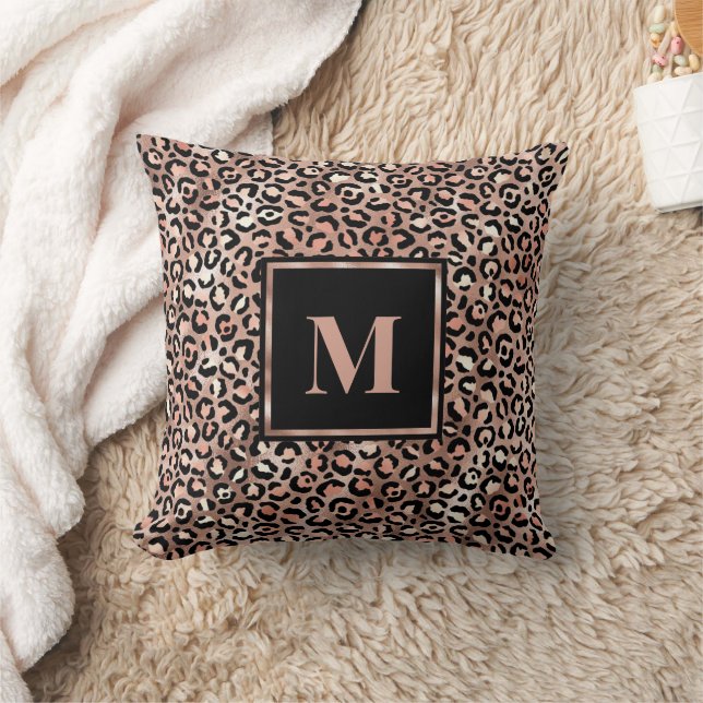 Cojín Decorativo Rosa Moderna de Oro con Estampado de Leopardo (Manta)