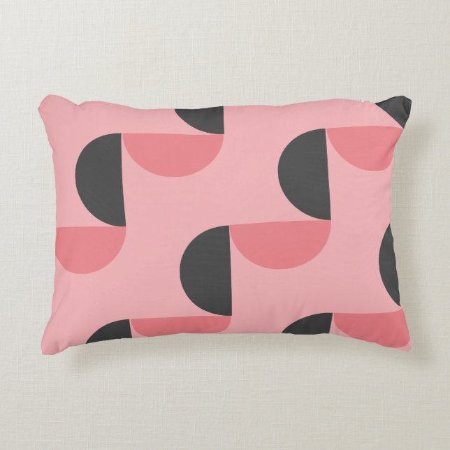 Cojín Decorativo Rosa moderno y gris de mediados del siglo XX (Anverso)