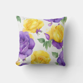 Cojín Decorativo Rosa morada amarillo acuático