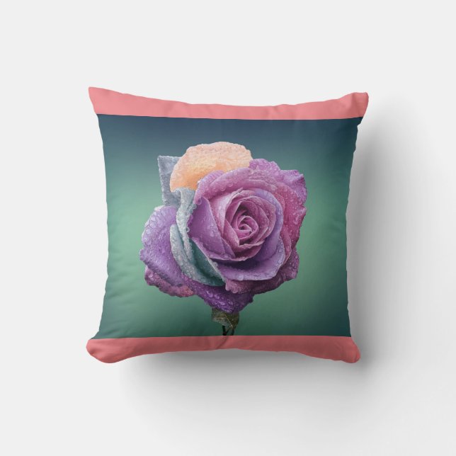 Cojín Decorativo rosa morado lanza almohada. (Anverso)