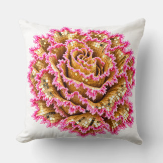 Cojín Decorativo Rosa Mosaico Dorada con Diseño Floral de Encaje Ro