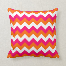 Cojín Decorativo Rosa Naranja Blanco Zigzag