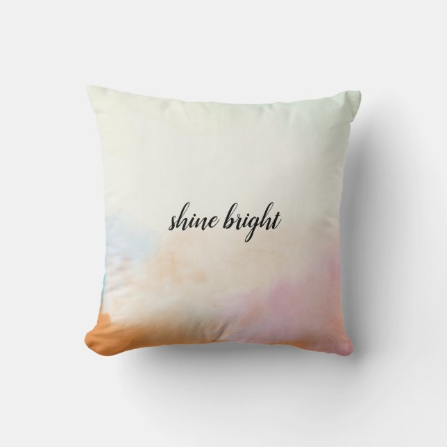 Cojín Decorativo Rosa Naranja Rosa Azul acuarela tinte (Anverso)