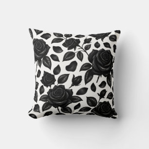 Cojín Decorativo Rosa Negra Floral 