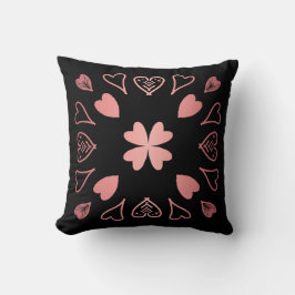 Cojín Decorativo Rosa negro de oro corazón boho
