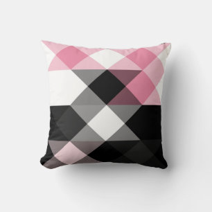 Cojín Decorativo rosa negro gris blanco geométrico