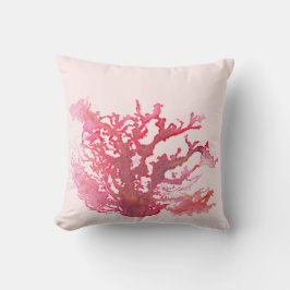 Cojín decorativo rosa original de arte coral de 16
