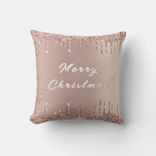 Cojín Decorativo Rosa Oro Purpurina Rubor Perfora Navidades Pillow