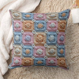 Cojín Decorativo Rosa Pastel Azul Marfil Naranja Aspecto de Ganchil