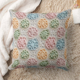Cojín Decorativo Rosa Pastel Azul Verde Naranja Aspecto de Ganchill