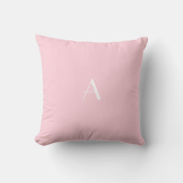 Cojín decorativo rosa pastel con Monograma blanco