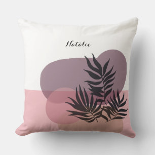 Cojín Decorativo Rosa Pastel Suave Abstracto Tropical 