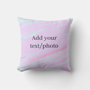 Cojín Decorativo Rosa pastel verde agregar texto foto acuarela retr
