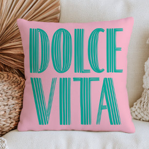Cojín Decorativo Rosa pastel y verde Dolce Vita Estética Italiana
