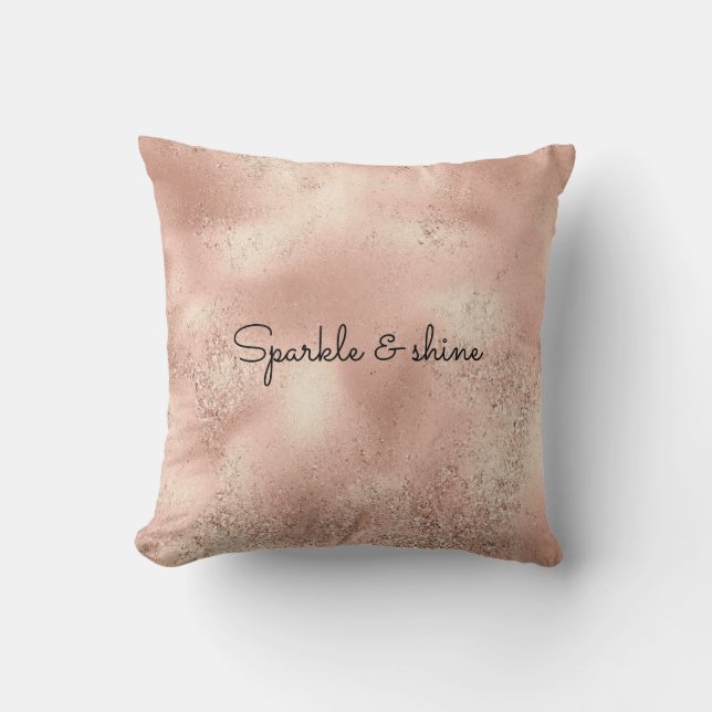 Cojín Decorativo Rosa Peach Gold Glitzy Purpurina      (Anverso)