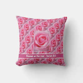 Cojín Decorativo Rosa PINK Floral Cita Inspiradora Escritura