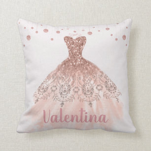 Cojín Decorativo Rosa Princesa de Oro Vestido Ball Prisión de Guata