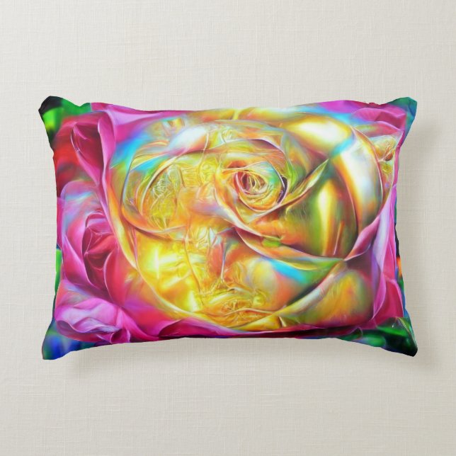 Cojín Decorativo Rosa psicodélico arcoiris (Anverso)