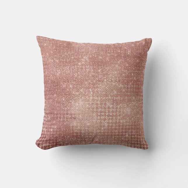 Cojín Decorativo Rosa Purpurina de oro Glam Sparkle Grill Pillow (Anverso)