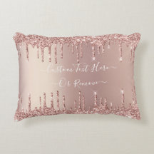 Rosa Purpurina dorado Pillow Personalizado Nombre 
