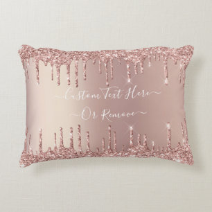 Cojín Decorativo Rosa Purpurina dorado Pillow Personalizado Nombre 