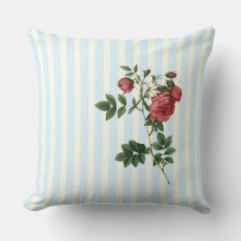 Cojín Decorativo Rosa rapa de marfil y tira azul