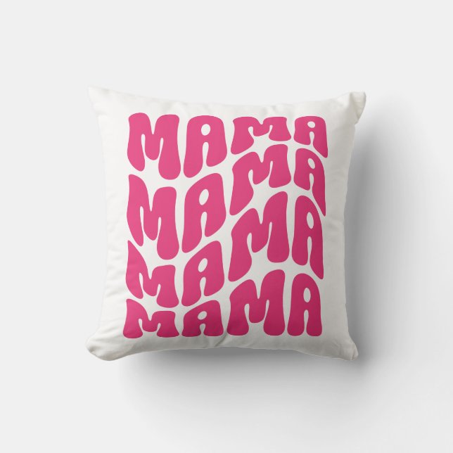 Cojín Decorativo Rosa Retro Groovy dulce mamá Día de la Madre (Anverso)