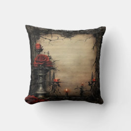 Cojín Decorativo Rosa roja de Halloween con velas