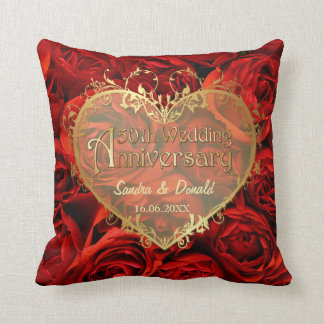 Cojín Decorativo Rosa Roja Elegancia - 50° Aniversario Boda