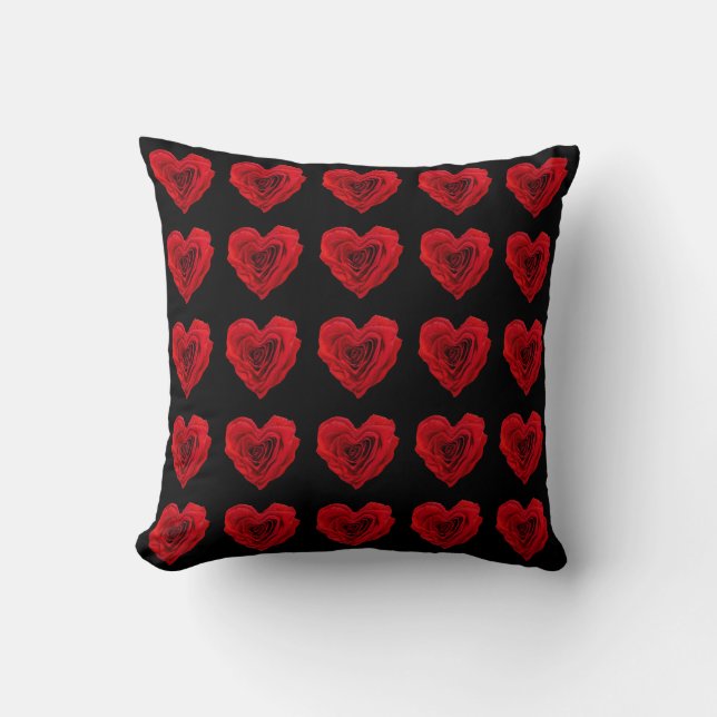 Cojín Decorativo Rosa Roja en forma de corazón (Anverso)