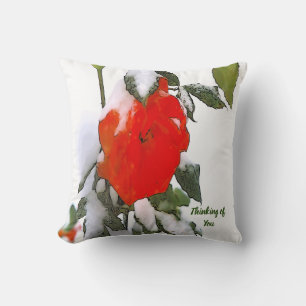 Cojín Decorativo Rosa roja en nieve