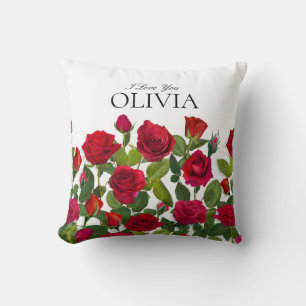 Cojín Decorativo Rosa Roja Moderna Minimalista Nombre Te Amo