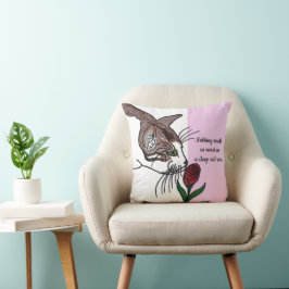 Cojín Decorativo Rosa roja profunda que huele a gato