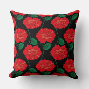Cojín Decorativo Rosa roja sobre negro