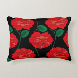 Cojín Decorativo Rosa roja sobre negro