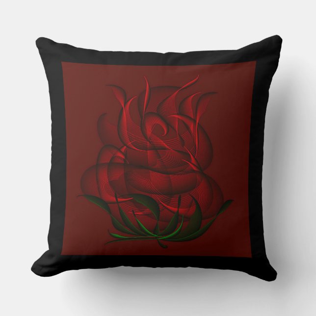 Cojín decorativo Rosa Rojo Resumen Negro y Rojo (Anverso)