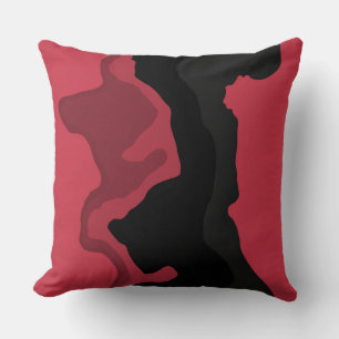 Cojín Decorativo Rosa Rojo y Negro Abstracto