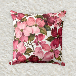 Cojín Decorativo Rosa Romántica Cornejo Floral Patrón Acuarela