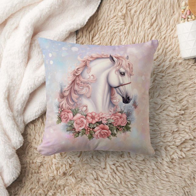 Cojín Decorativo Rosa Rosa Bouquet White Horse Fantasy Niños (Manta)