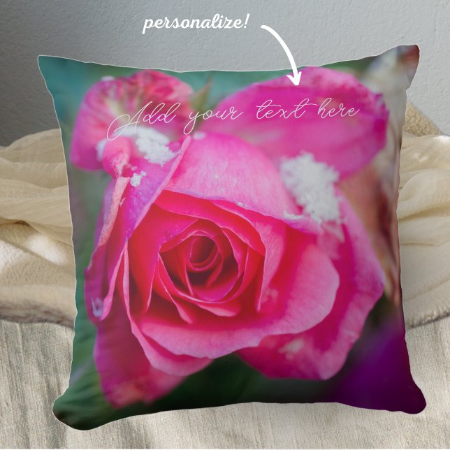 Cojín Decorativo Rosa rosa con copos de nieve (Subido por el creador)
