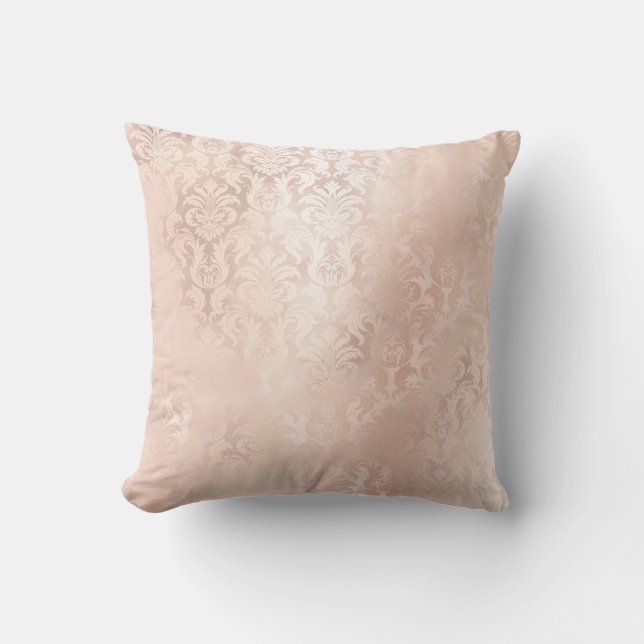 Cojín Decorativo Rosa rosa oro metálico Damask Royal Antonietta (Anverso)