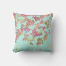 Cojín Decorativo Rosa Rosa Rosa Leafs de oro Mint Green Marfil Line